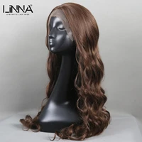 linna long wavy synthetic lace front wigs for women brown color fashion cosplaydailyparty high temperature fiber