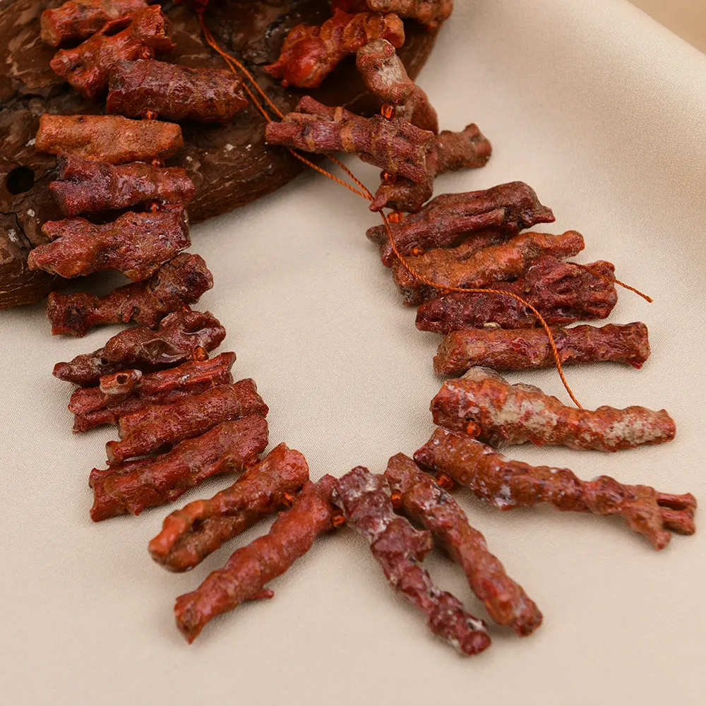 APDGG Большие натуральные красные оранжевые коралловые ветки сверху просверленные