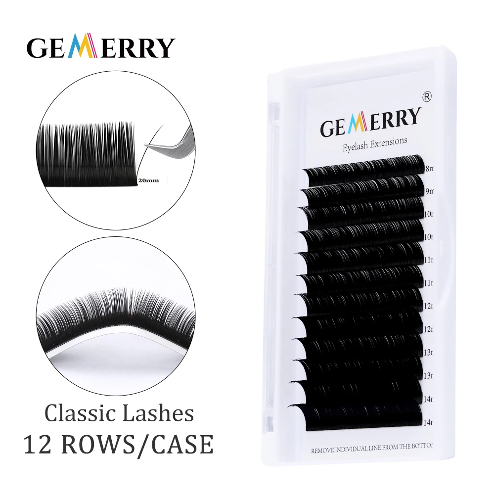 GEMERRY Classic Eyelash Extension Individual False Lashes Hand Made 8-14/15-20/20-25mm Mix Length Faux Mink Eyelashes Extensions