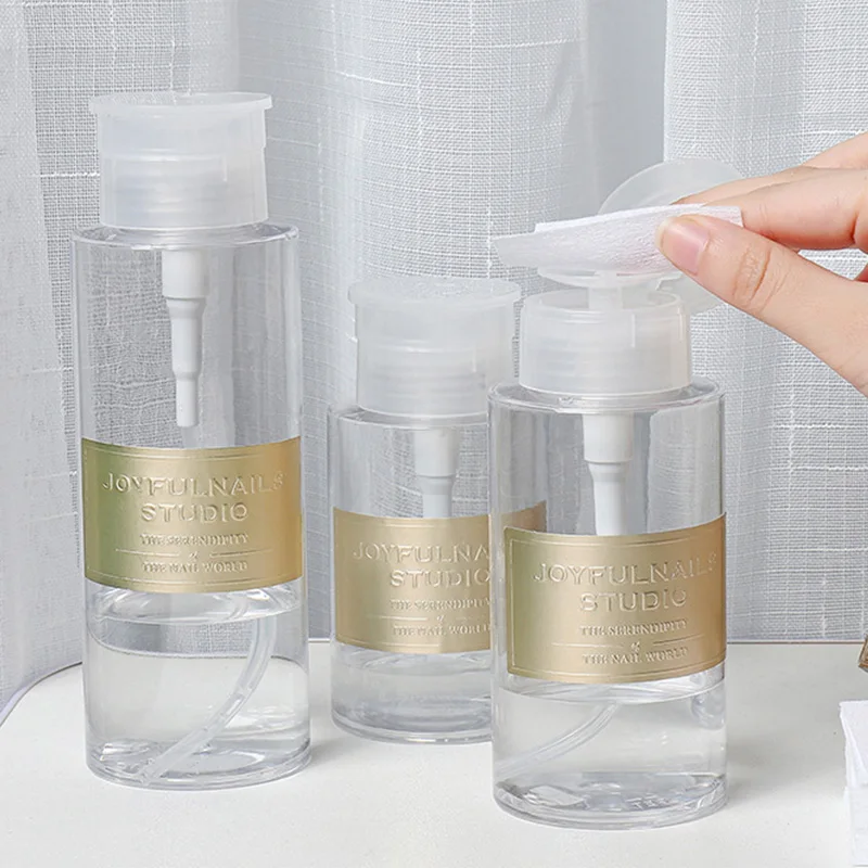 

Sdotter 150/200/300ml Refillable Bottle Nail Cleaner Container Reusable Press Pump Dispenser Portable Nail Polish Remover Bottle