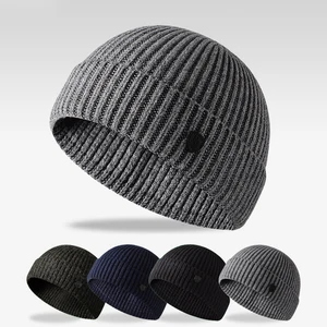 Imported Short Men Winter Hat 2022 Solid Color Knit Beanies for Man Winter Cap Skullies Short Gorros