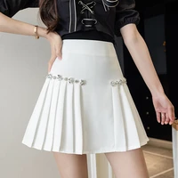 elegant irregular beaded pleated a line skirt women korean fashion high waist ladies skirts 2022 spring summer new faldas mujer