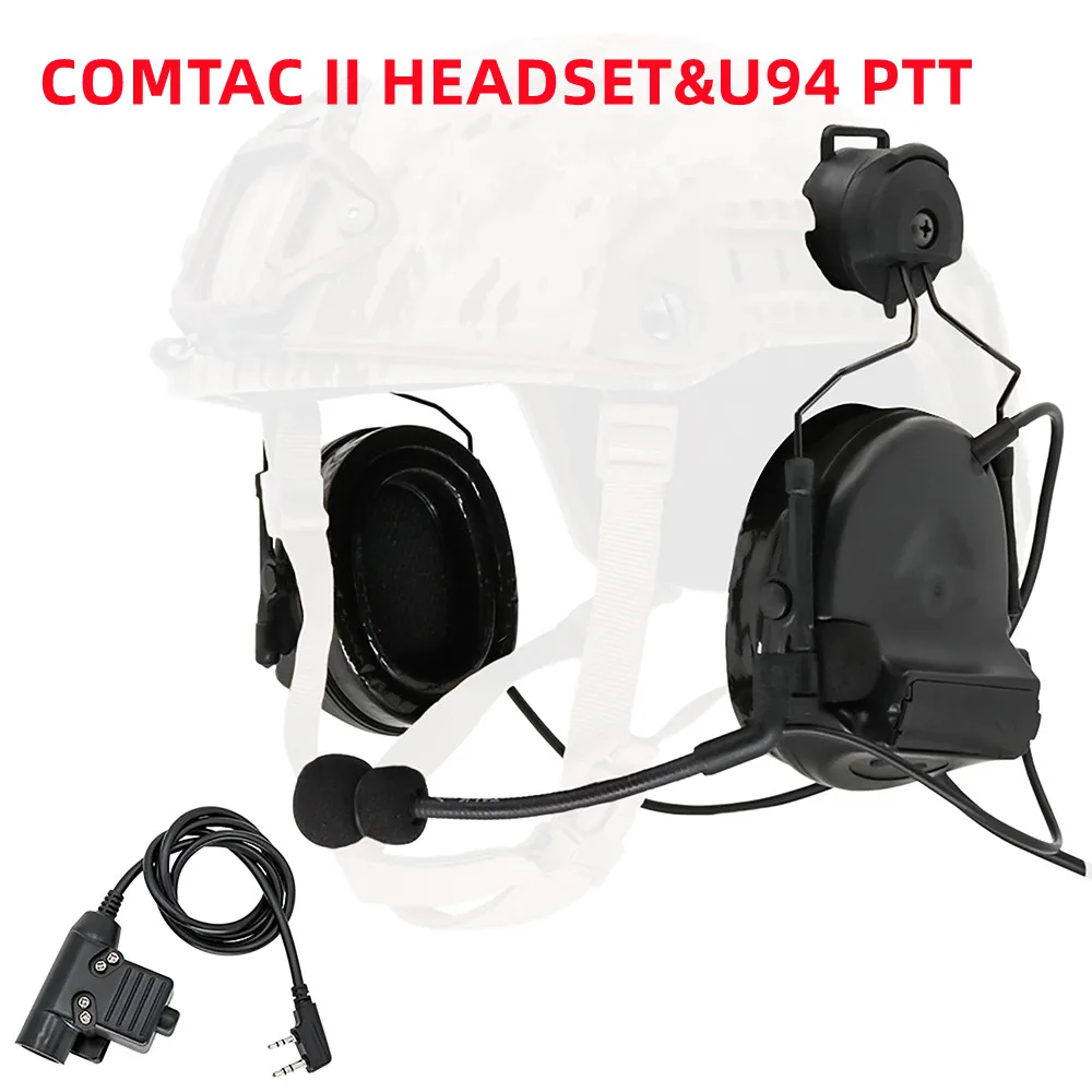Hearangel Tactical Headset Comtac II with ARC Rail Adapter Hearing Protection with Gel Ear Pads for Tactical  Shooting U94 PTT