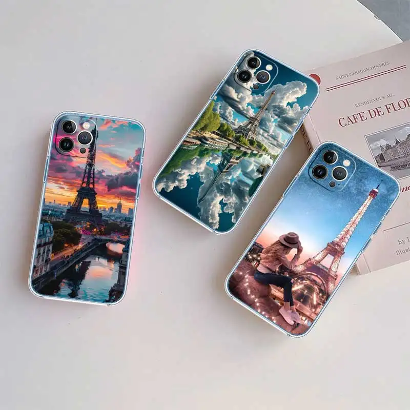 Фото Прозрачный чехол для телефона HY22 Paris Eiffel Tower для Motorola Moto G7 G8 G9 G84 G85 G73 G24 G15 Z2 Play Power Plus №4