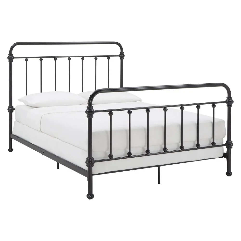 

87.25 X 64.25 X 52.00 Inches Nottingham Metal Queen Bed, Antique Black Bedroom Furniture