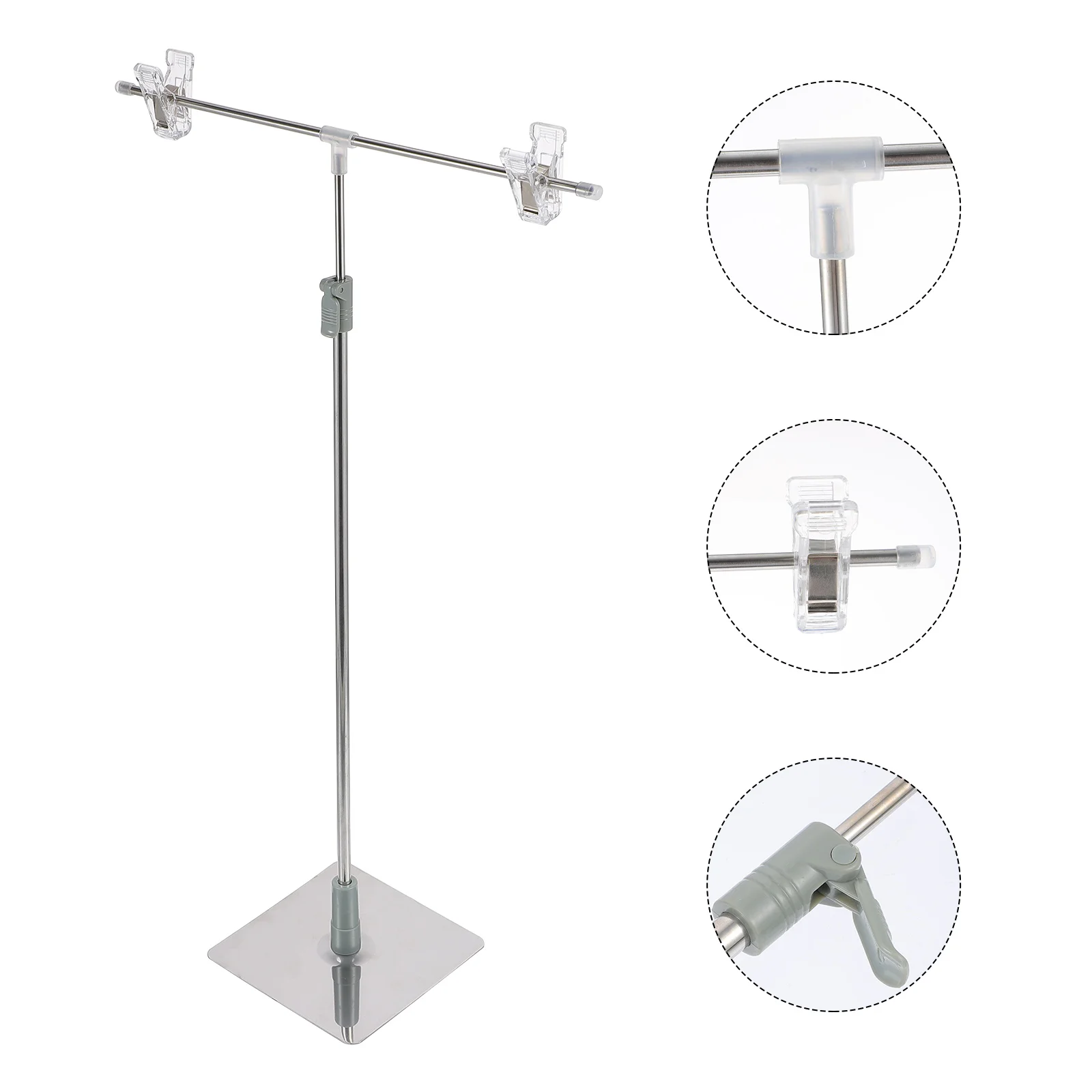 

Poster T-Frame Stainless Steel Brackets Advertising Stand Desktop Multipurpose Metal Height Adjustable Office