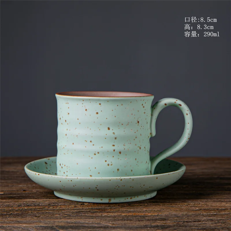 

Japanese retro ceramic coffee cup and saucer set creative souvenir cup afternoon tea mug stoneware coffee cup
