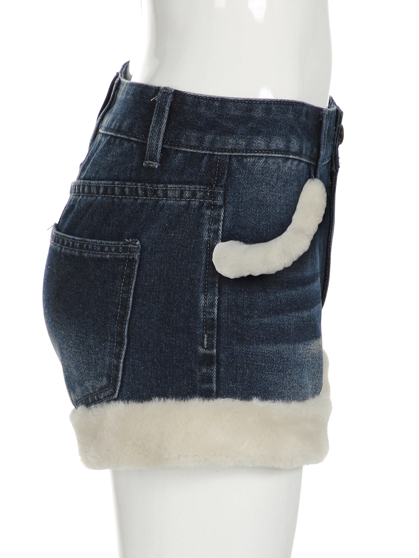 IAMSURE повседневные джинсовые шорты с милой меховой отделкой в корейском стиле