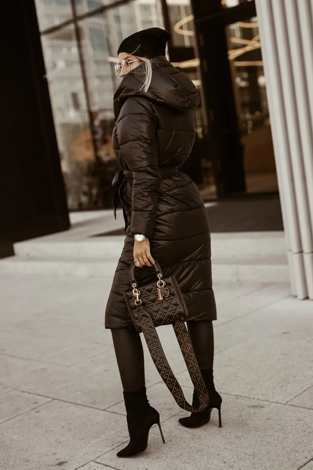 2023 Spring Women's Cotton-padded Long Down Coat Loose Half Collar With Cap Coats Female Keep Warm Elegant Casual Ladies Clothes