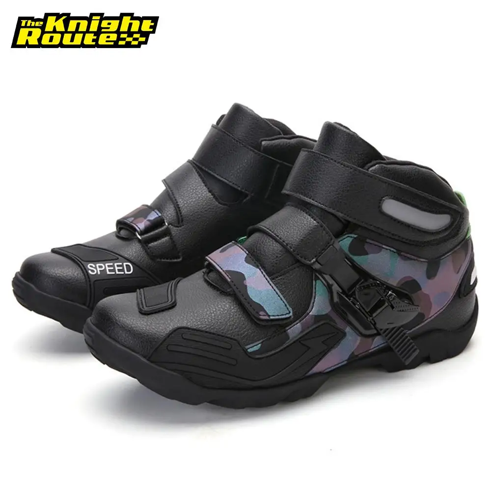 Camouflage Motorcycle Boots Motor Riding Boots Motocross Breathable Motorcyclist Biker Chopper Cruiser Motorbike Shoes Men Boots