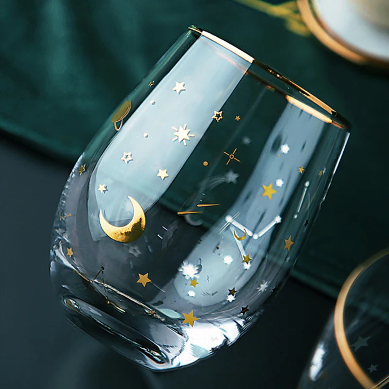 Высокий внешний вид уровень чашка с золотым ободом Вселенная прозрачная