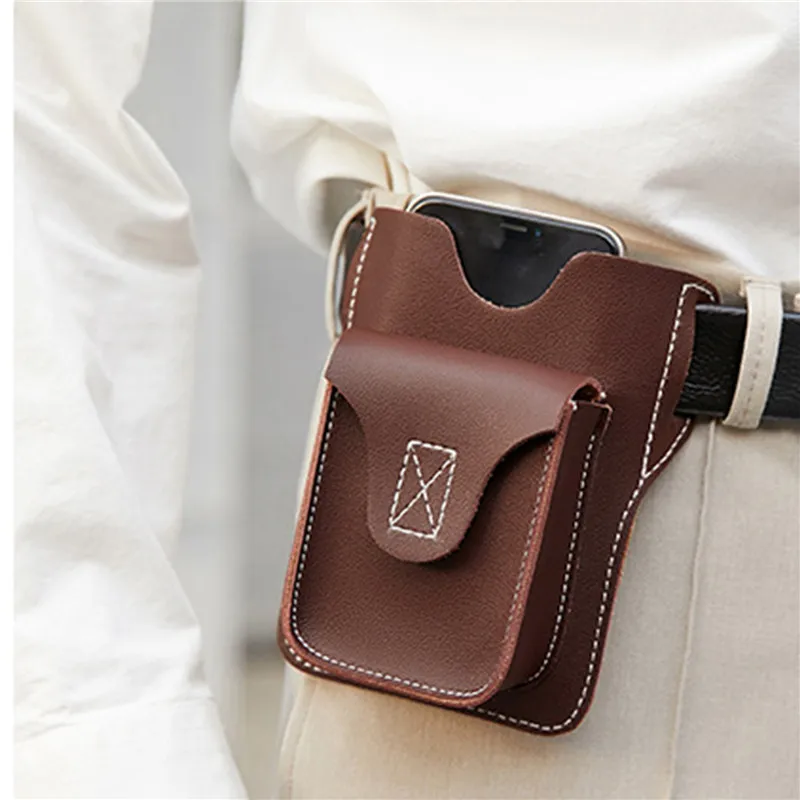 

Men's Portable Sports Running Mobile Phone Storage Belt Bag Pu Leather Men's Belt Ultra-thin Belt Bag