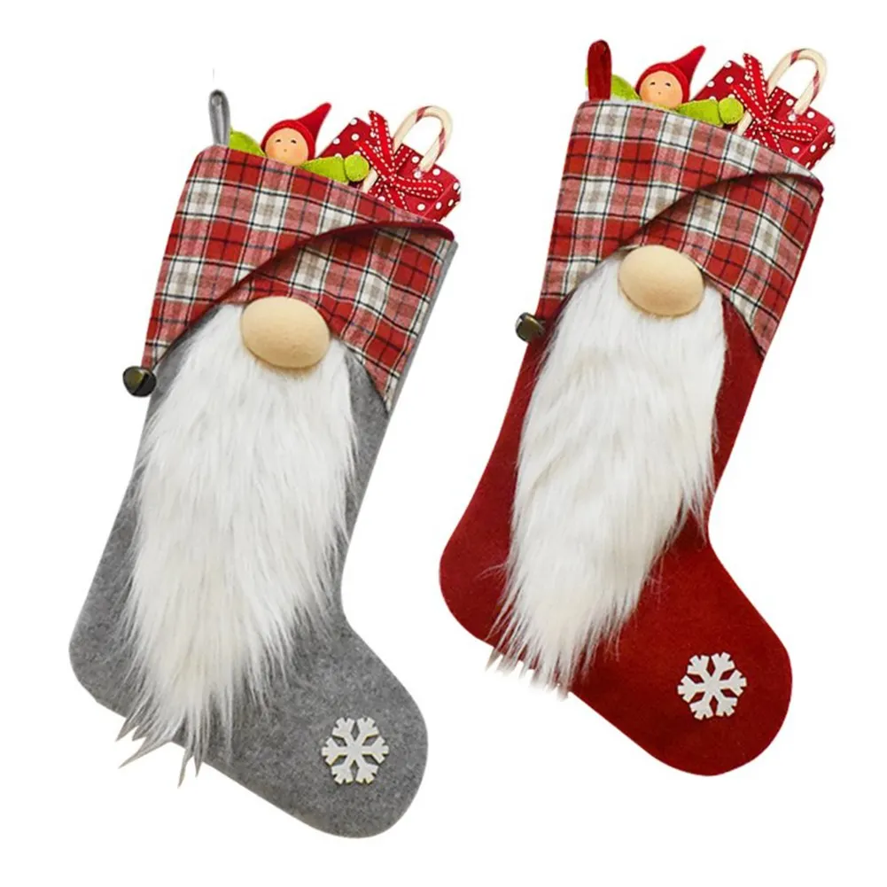 

2024 Large Christmas Stockings Xmas Tree Hanging Candies Gifts Bags New Year Christmas Socks Christmas Tree Decoration