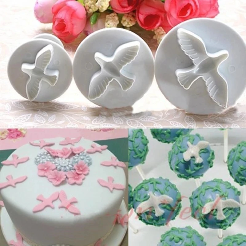 

3Pcs Pigeon Bird Mold Fondant Chocolates Biscuit Cutter Cake Decorating Tools DIY Dove Cookie Moulds Stamper Baking Accessories