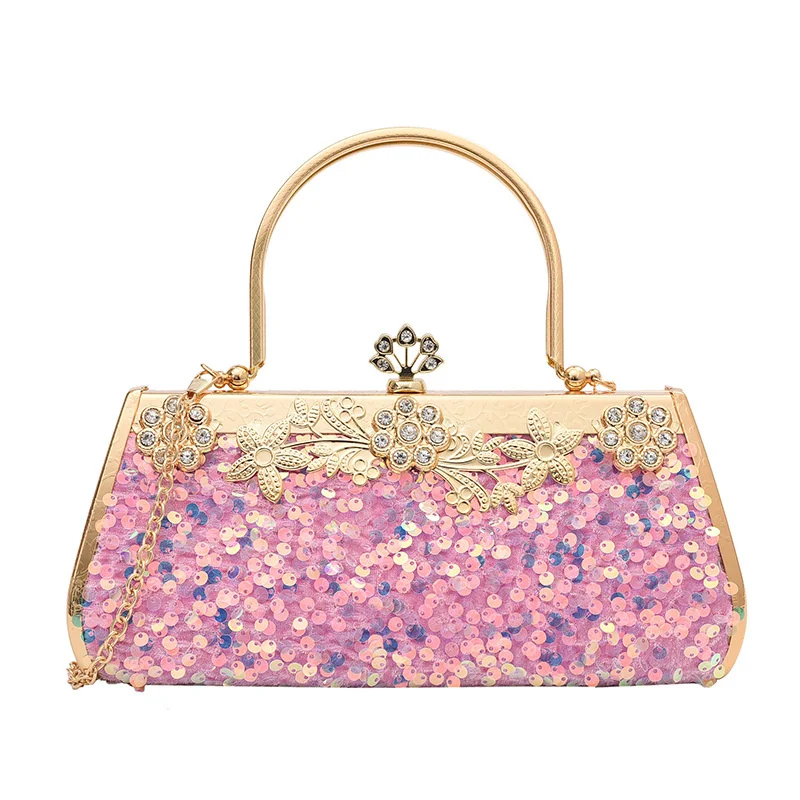 

2022 New Sequins Clutch Bag Dinner Bag High Sense European and American Ladies Diamond-Embedded Banquet Evening Bag