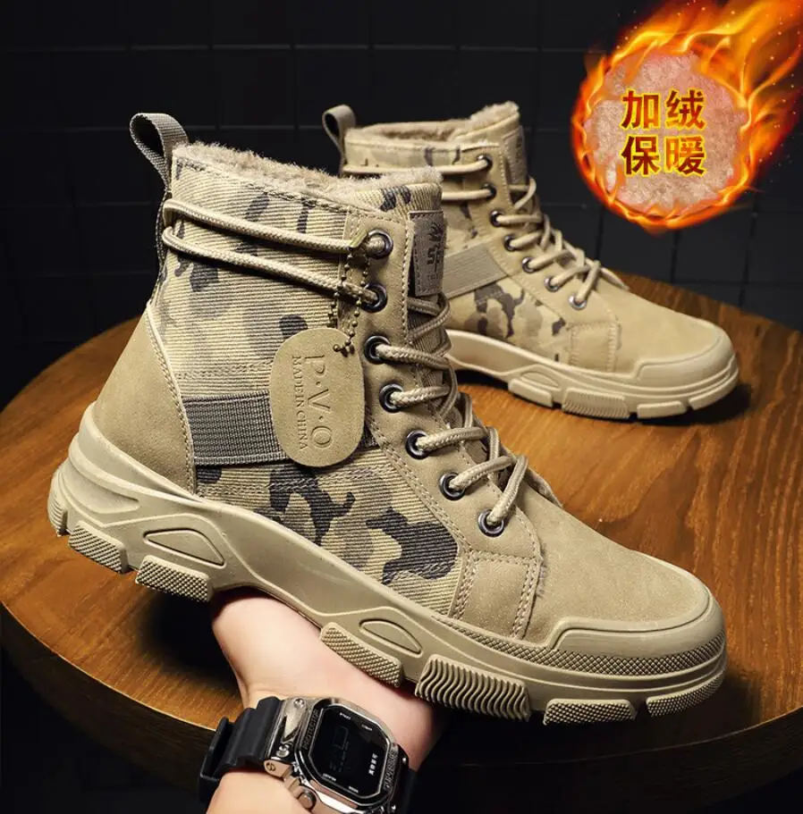 

Men's Boots 2023 Winter Platform Warm Ankle Short Lace Up Fashion Novelty Concise Casual Work Men Hiking Shoes Bota Masculina