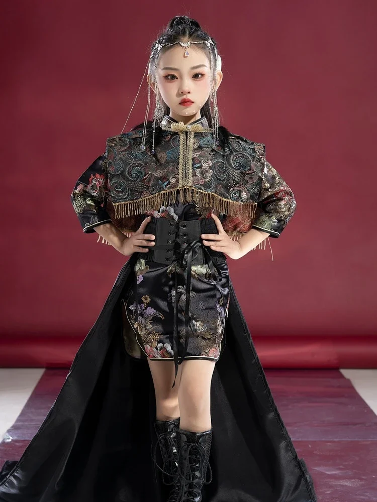 Жилет Guochao для девочек Cheongsam со шлейфом модель в китайском стиле подиум модное