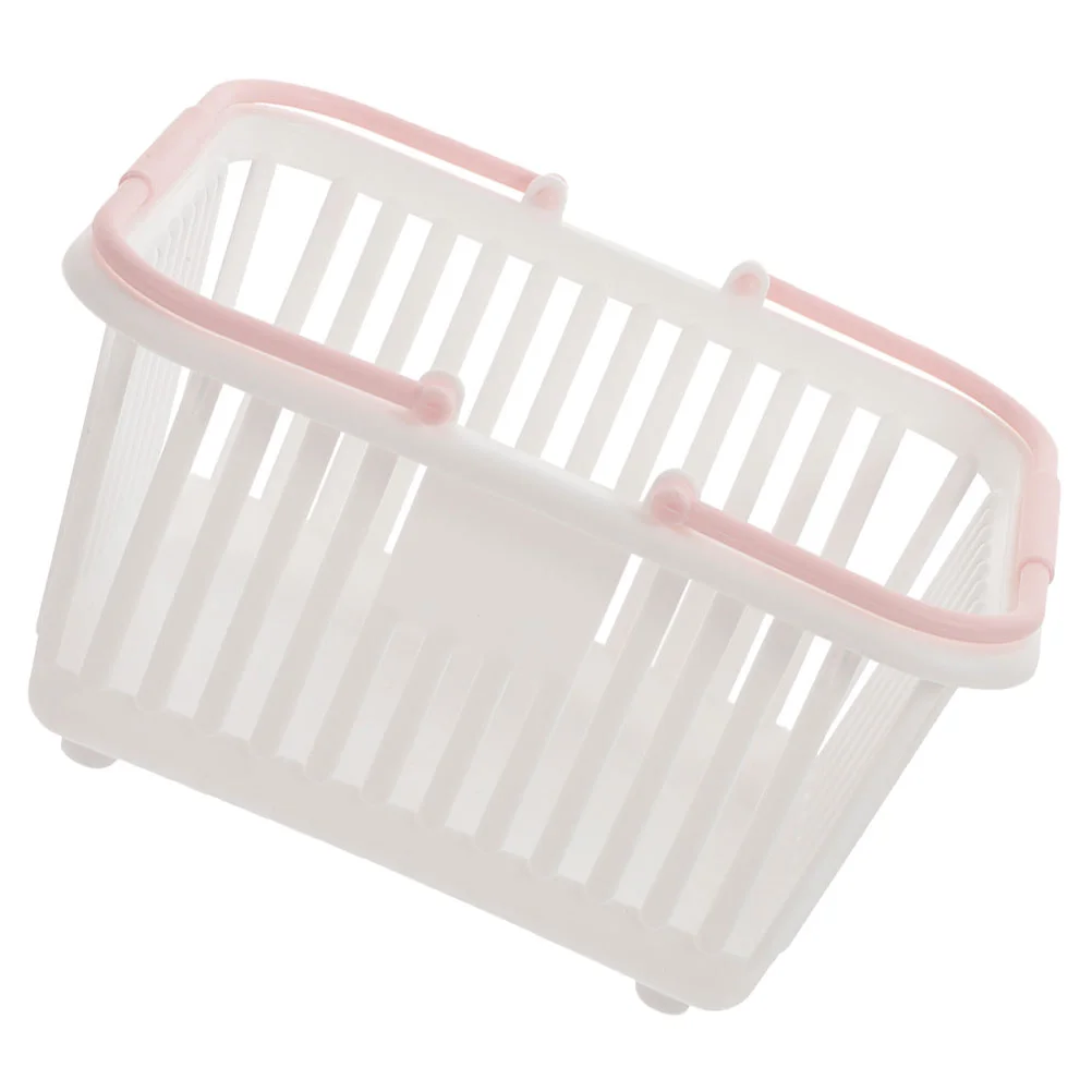 

Storage Basket Plastic Shower Baskets Sundries Container Small Handle Desktop Grocery