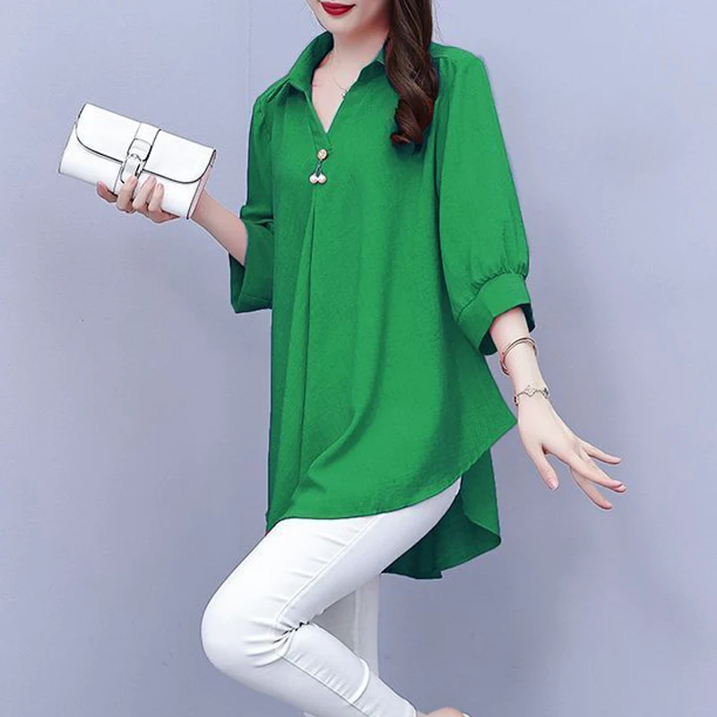 Женская одежда корейская мода шикарная Элегантная блузка с бисером летняя