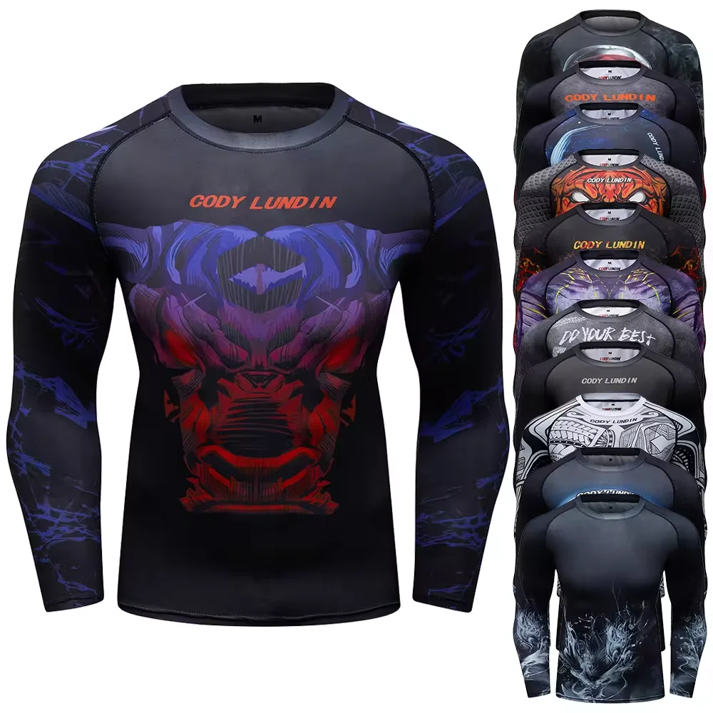 Дешевая Bjj MMA Rashguard футболка для Jujitsu мужчин Спортивная компрессионная с длинным