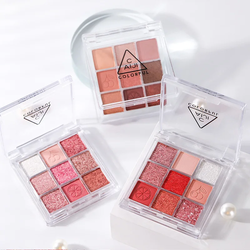 9 colors eyeshadow palette transparent acrylic pearlescent matte earth color student makeup for beginners beauty |