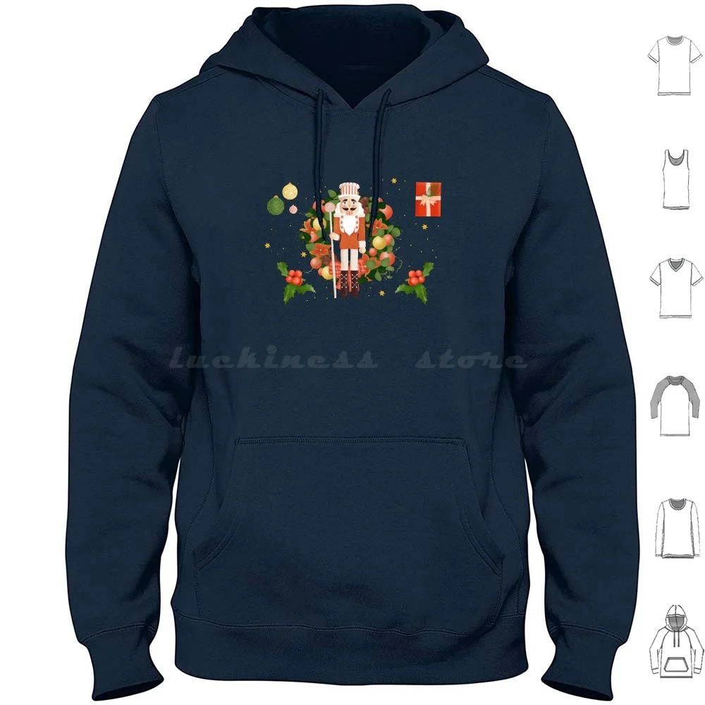 

Cute Nutcracker For Christmas Hoodie cotton Long Sleeve Santa Claus Vintage Nutcracker Nutcrackers Greetings Best Wishes Happy