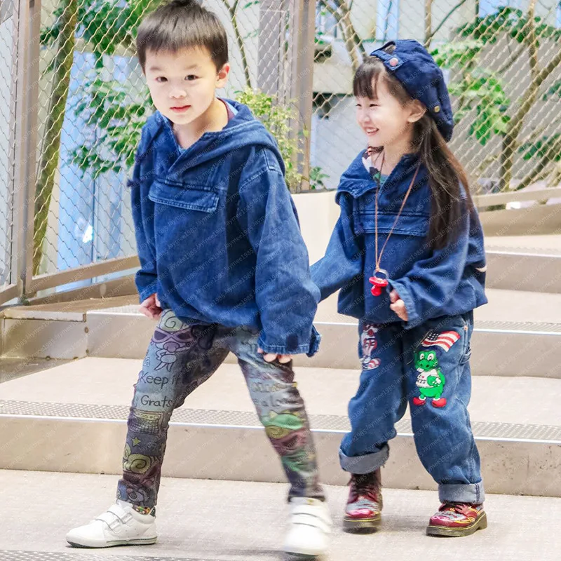 

Boys Clothes 2022 Fall/Winter Japanese Fashion Brand Children's Pacifier Indian Westward Journey Girls Pullover Denim Coat