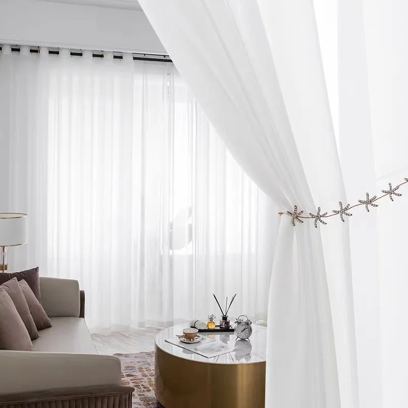 

Solid White Sheer Curtains For Living Room Bedroom Tulle Luxurious Curtains For Room Window Treatment Kitchen Voile Drape Decor
