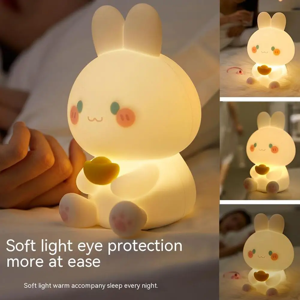 

Cute Rabbit Night Lights 3 Adjustable Brightness Bedroom Bedside Lamp Birthday Gifts For Girls Boys