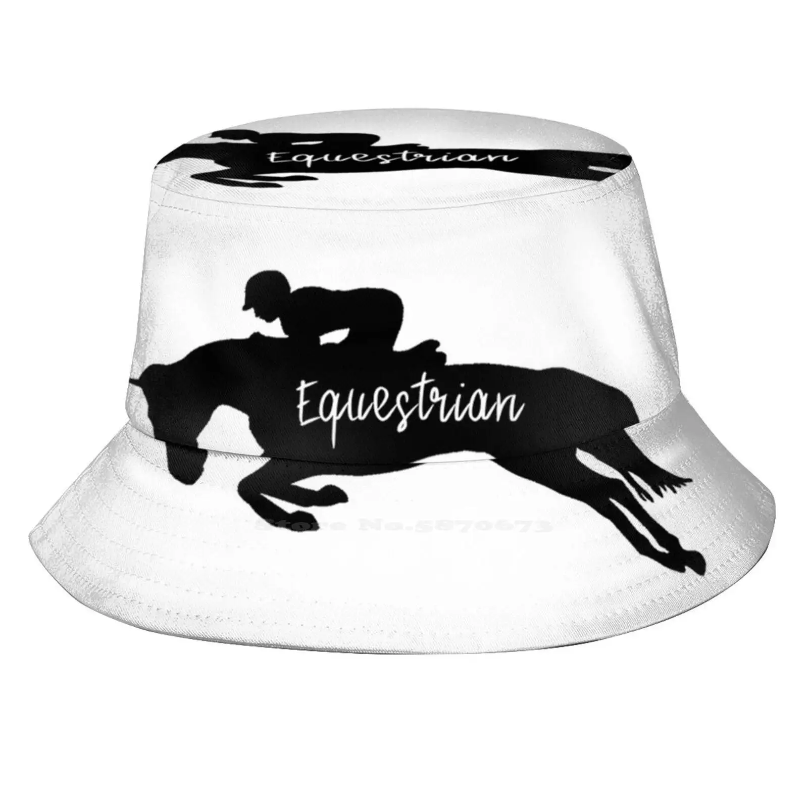 

Equestrian Silhouette Flat Top Breathable Bucket Hats Horses Horse Jumping English Equestrian Equestrian Jumping Show Jumper