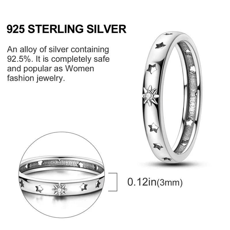 Оригинальное кольцо из стерлингового серебра 925 пробы сверкающее загадочное