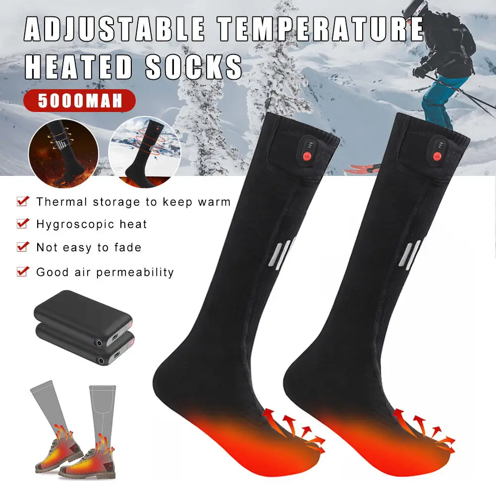 Heated Socks Rechargeable 5000mAh Electric Heating Socks 3 Modes Thermal Winter Foot Warmer For Men Women Outdoor Skiing Cycling