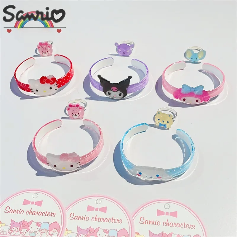 

Sanrio оригинальный милый Kuromi My Melody KTcat Cinnamoroll мультяшный Открытый браслет кольцо браслет головной убор детский подарок