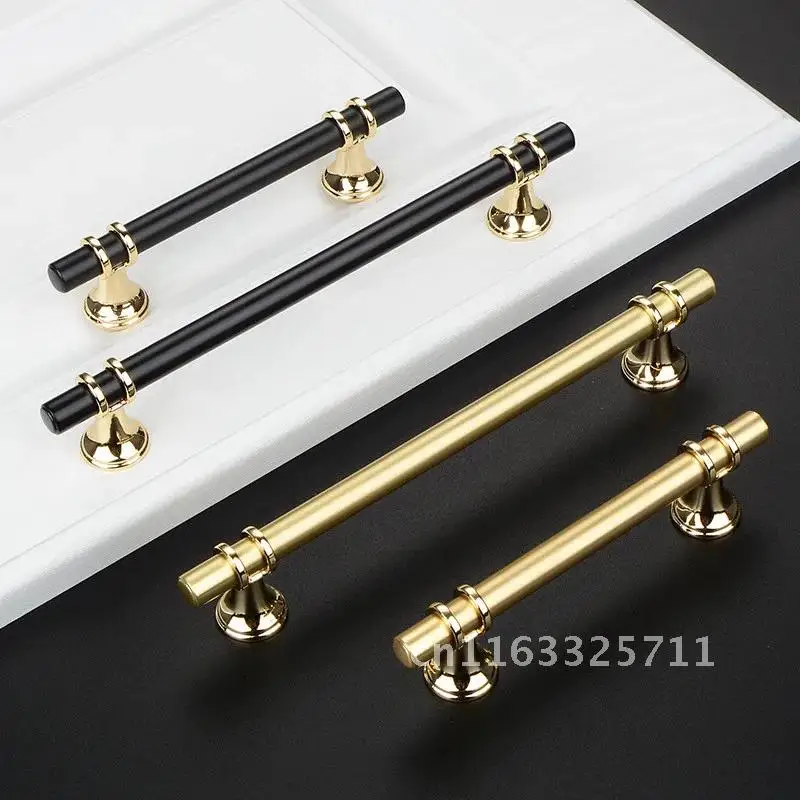 Золотая Ручка для мебели ручка шкафа и ящика ручки кухонная черная