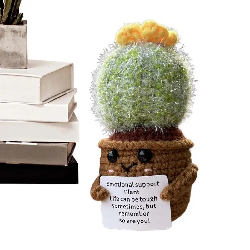 Вязанная крючком кукла с положительным КАКТУСОМ забавный положительный кактус