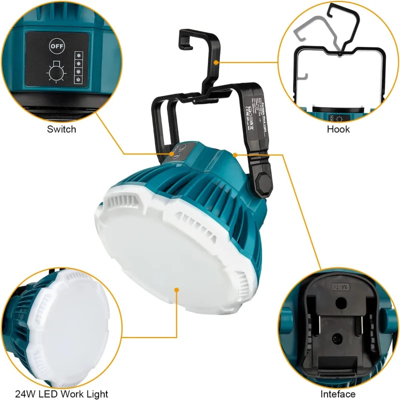 Портативная беспроводная лампа-вспышка 24 Вт 14 4 лм для Makita-20 в литий-ионный