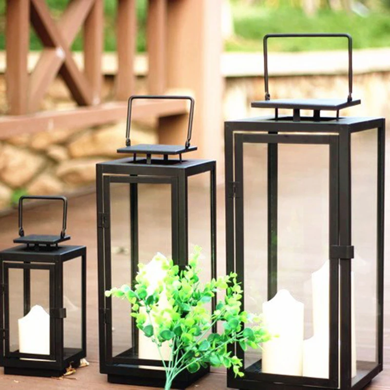 

Windproof Black Iron Candle Holder Outdoor Hanging Vintage Candle Holder Romantic Moroccan Kaarsen Houder Candle Stand New