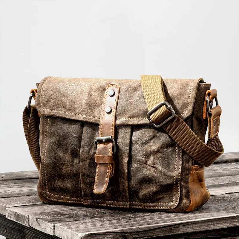 

Small Canvas Outdoor Waxed Europe For Wearproof Bags Style 2022 Bag Waterprood Men Crossbody Messenger Shoulder Bag Vintage Male