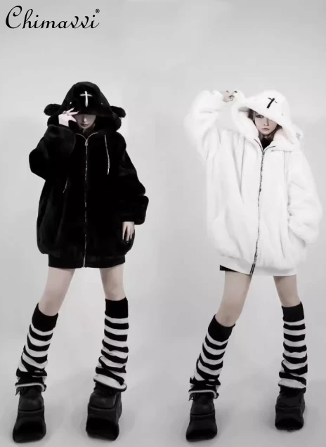 Толстое меховое пальто в японском стиле Sub-Culture Осень-зима Харадзюку серия Mine