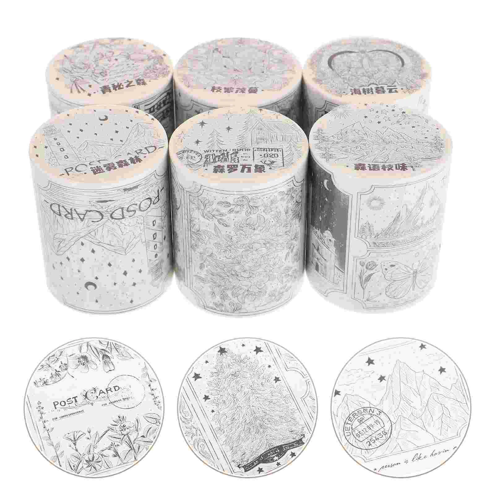 

6 rolls of Decorative Tapes Adhesive Tapes Washi Decals DIY Planner Scrapbook Tapes