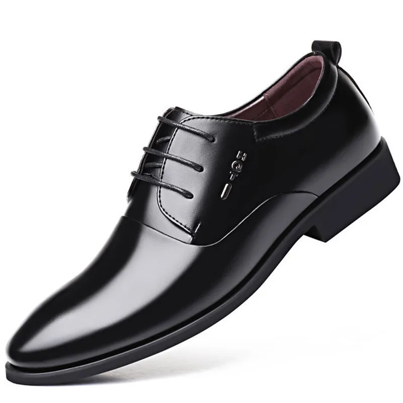 

Fashion New Luxury Brand Leather Concise Men Business Pointy Black Shoes Breathable Formal Wedding Basic Shoes Men Dress Shoes