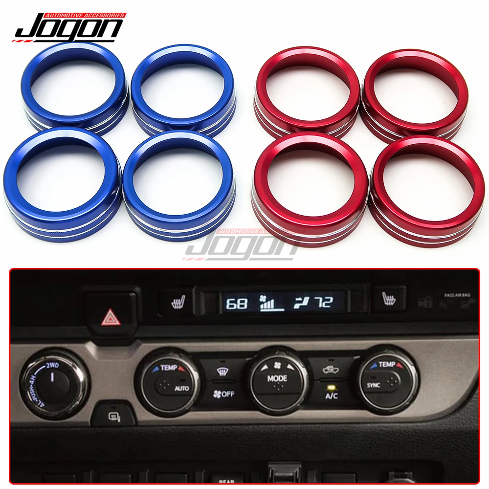

4PCS For Toyota Tacoma 2016-2020 Car Interior Console AC Air Conditioning Switch Knob Conditioner Button Ring Cover Accessories