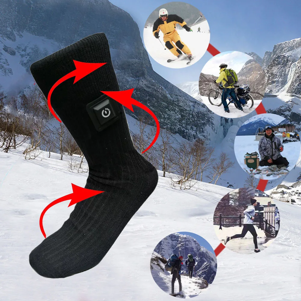 Winter Electric Heating Socks 3 Temperature Adjustable Remote Control USB Heated Socks Thermal Foot Warmer For Cycling Skiing