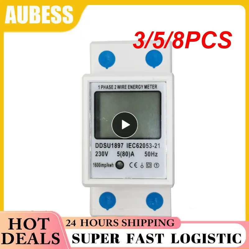 

3/5/8PCS Backlight Energy Electric Meter Two Wire Energy Meter Lcd Digital Display Electric Din Rail Kwh Smart Home Ac 230v 50hz