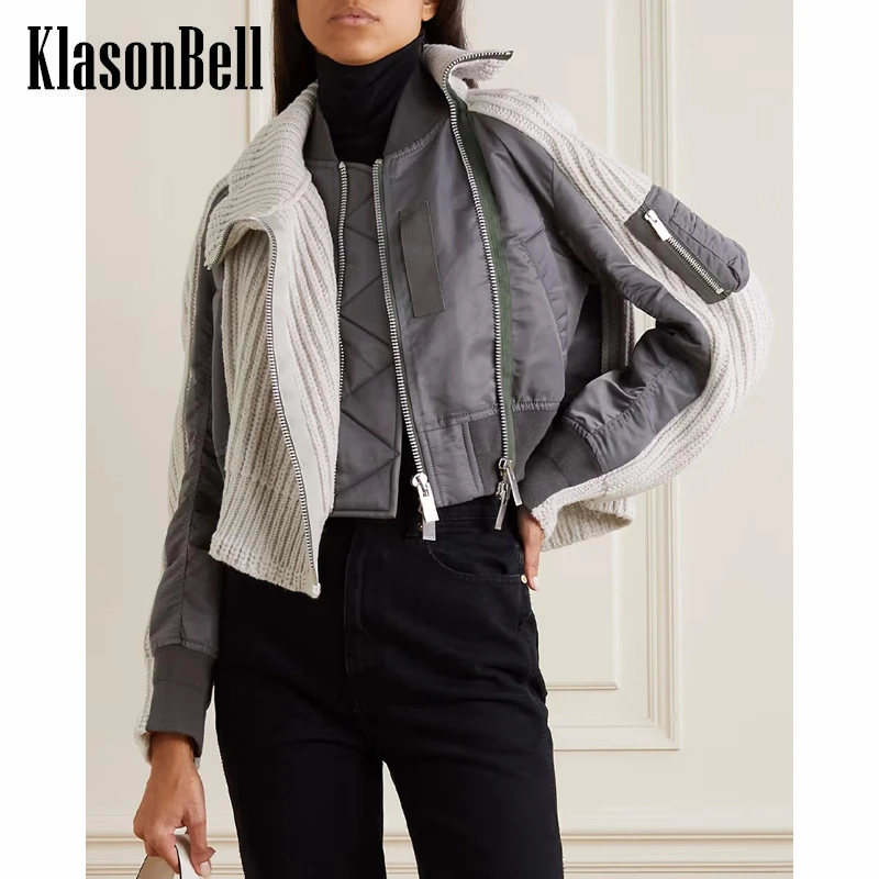 

Женская короткая спортивная куртка KlasonBell, повседневная цифровая куртка контрастных цветов с буквенным принтом, 11,4