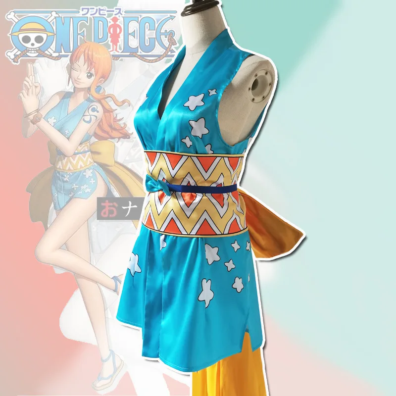 One Piece Wano Country Nami Cosplay Costume Wanokuni Style Nami Dress Outfit Halloween Costumes
