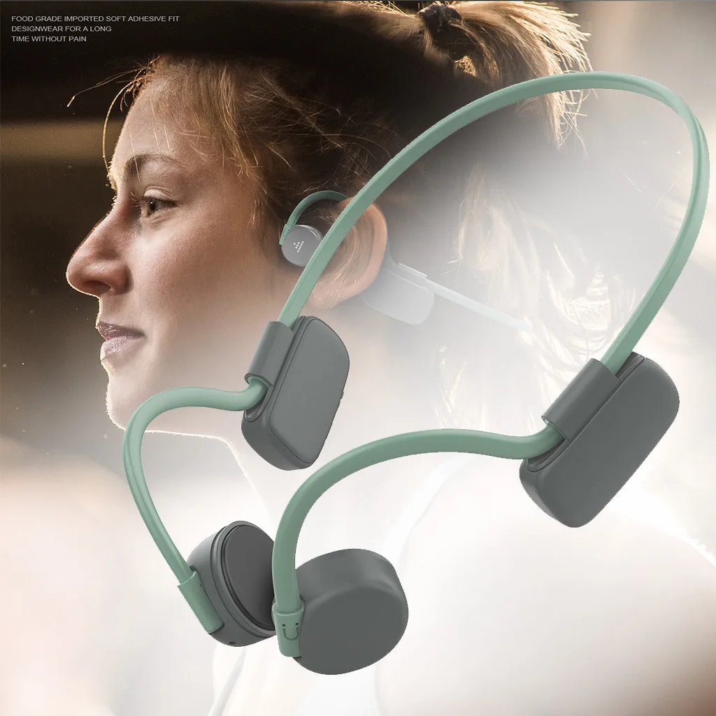 

Bone Conduction Headphones Wireless Bluetooth Earphones Ipx5 Waterproof Neck-strap Stereo Music Headset Hands-free W/ Mic