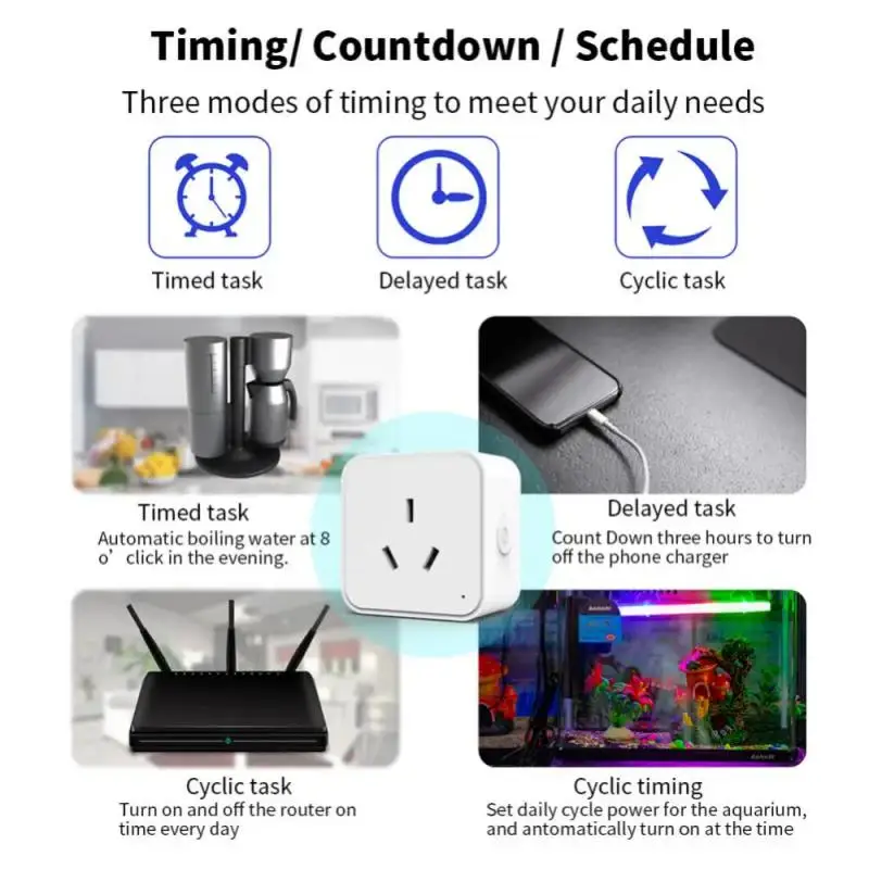 Умная розетка Tuya WiFi/Zigbee 16A AU с розеткой для мониторинга мощности синхронизация