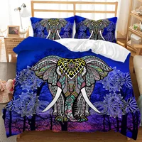 2/3 Piece Bohemian Elephant Mandala Pattern Bedding Set Boho Duvet Cover Queen King Size Quitl Cover Polyester Comforter Cover