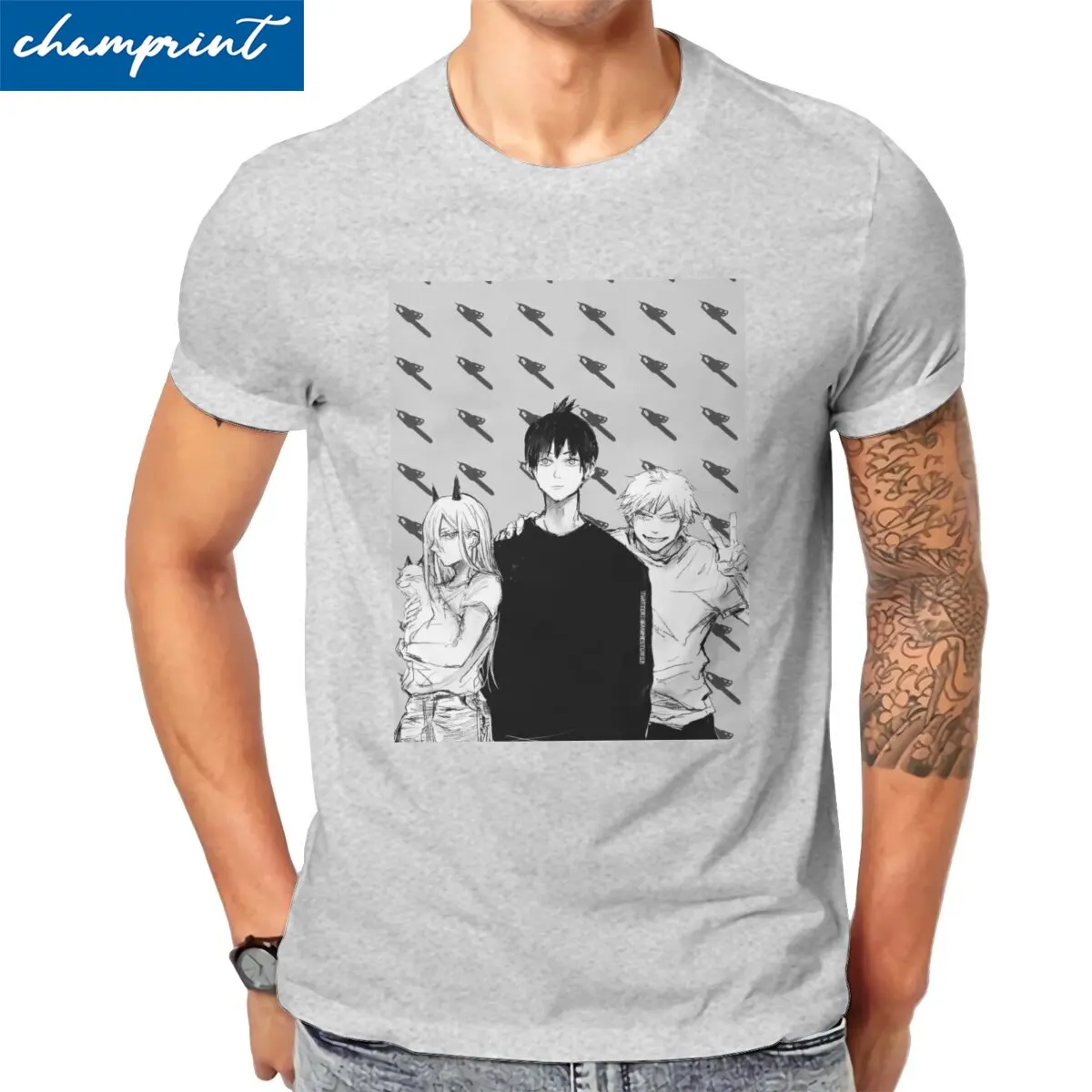 

Chainsaw Man Manga T-Shirt Men Vintage Cotton Tees Crew Neck Short Sleeve T Shirts New Arrival Clothing